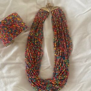 Multicolor necklace and bracelet set